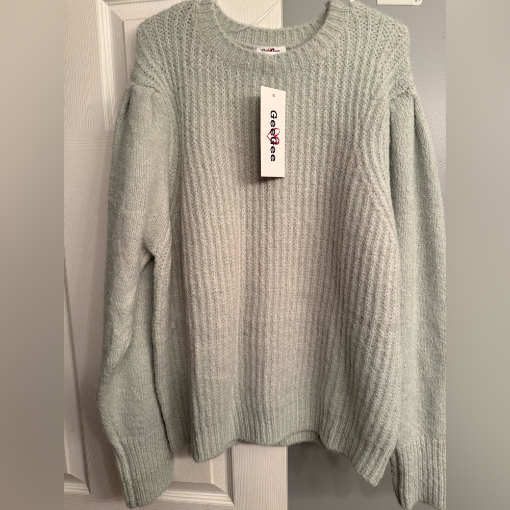 Cozy Light Mint Green Crew Neck Sweater